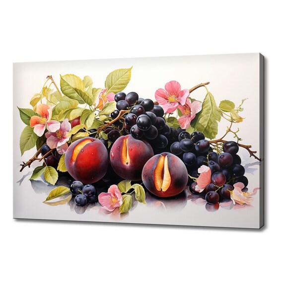 Fruits Collection Watercolour Painting Print Fruits Lover Gift Kitchen Restaurant Wall Art Print Colourful Fruits Wall Decor