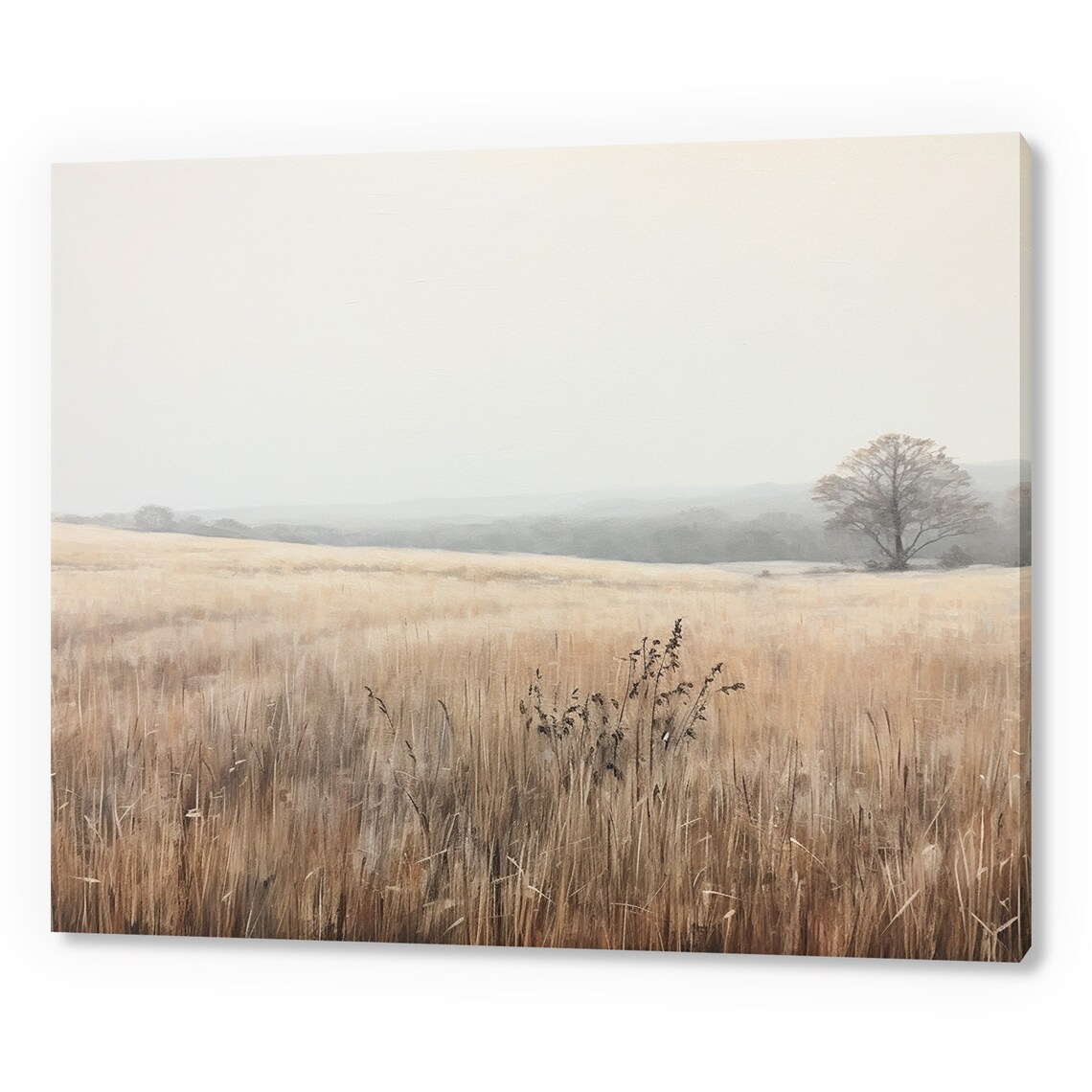 Vintage Dry Grass Fields Country Landscape Antique Countryside Print Moody Painting Print Living Room Wall Art Farmhouse Decor