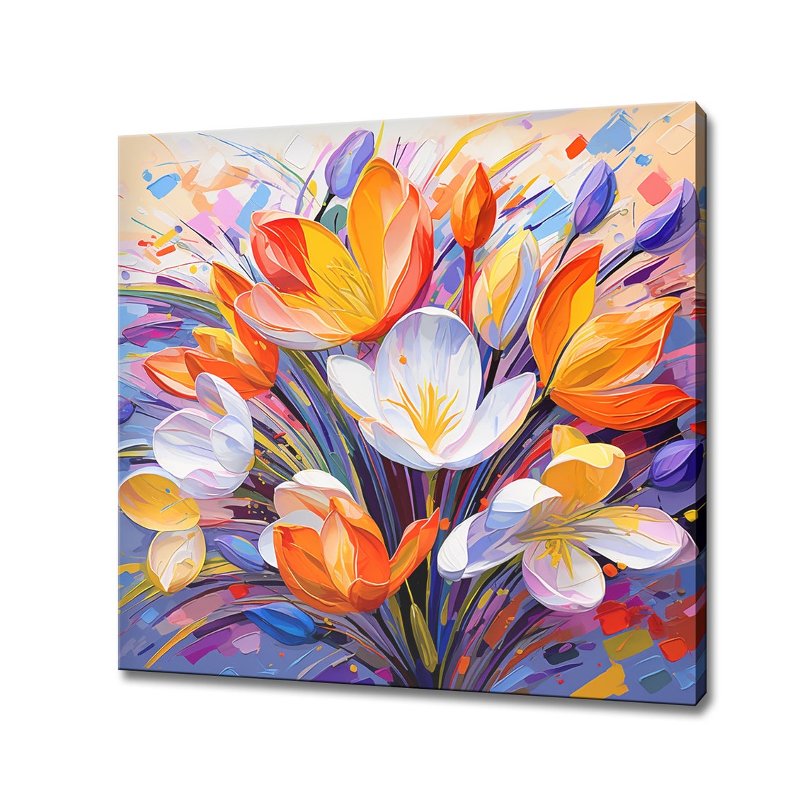 Colorful Crocus Flowers Bouquet Spring Blooms Floral Wall Art Poster