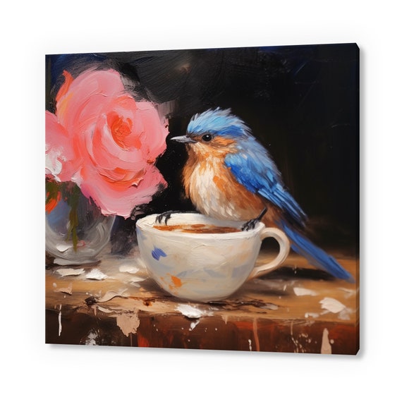 Bird Print Cute Bluebird Birds Wall Art Bird Lover Gift Nature Wall Hanging Avian Wall Decor Handmade Bird Art Fast Turnaround