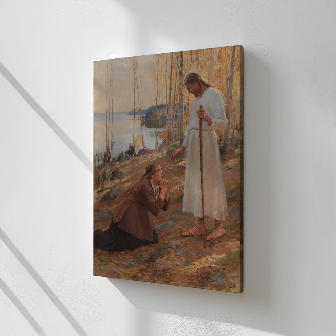 Christ And Mary Magdalene By Albert Edelfelt Classic Religious Painting Poster - Image 2