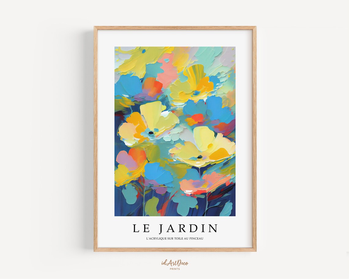 Le Jardin Colorful Floral French Garden Painting Typography Poster - Image 2
