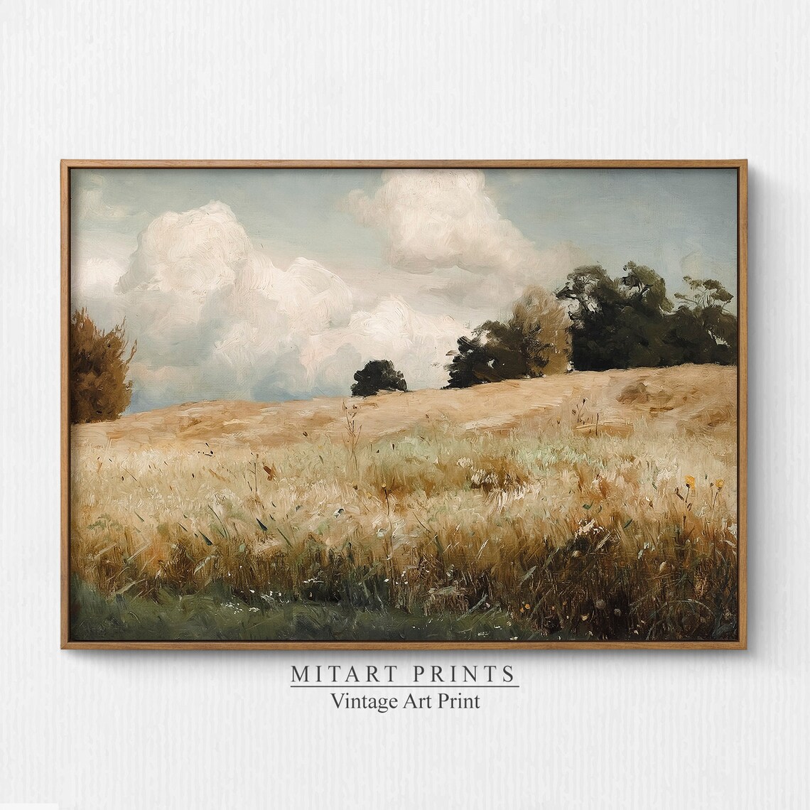 Wheat Fields Landscape Vintage Art Print