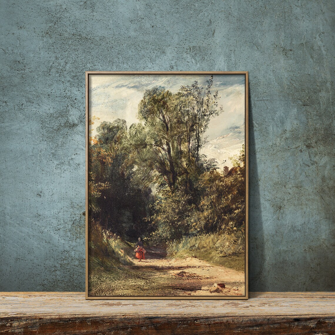 Antique Farmhouse Landscape Nature Painting Poster - Image 4