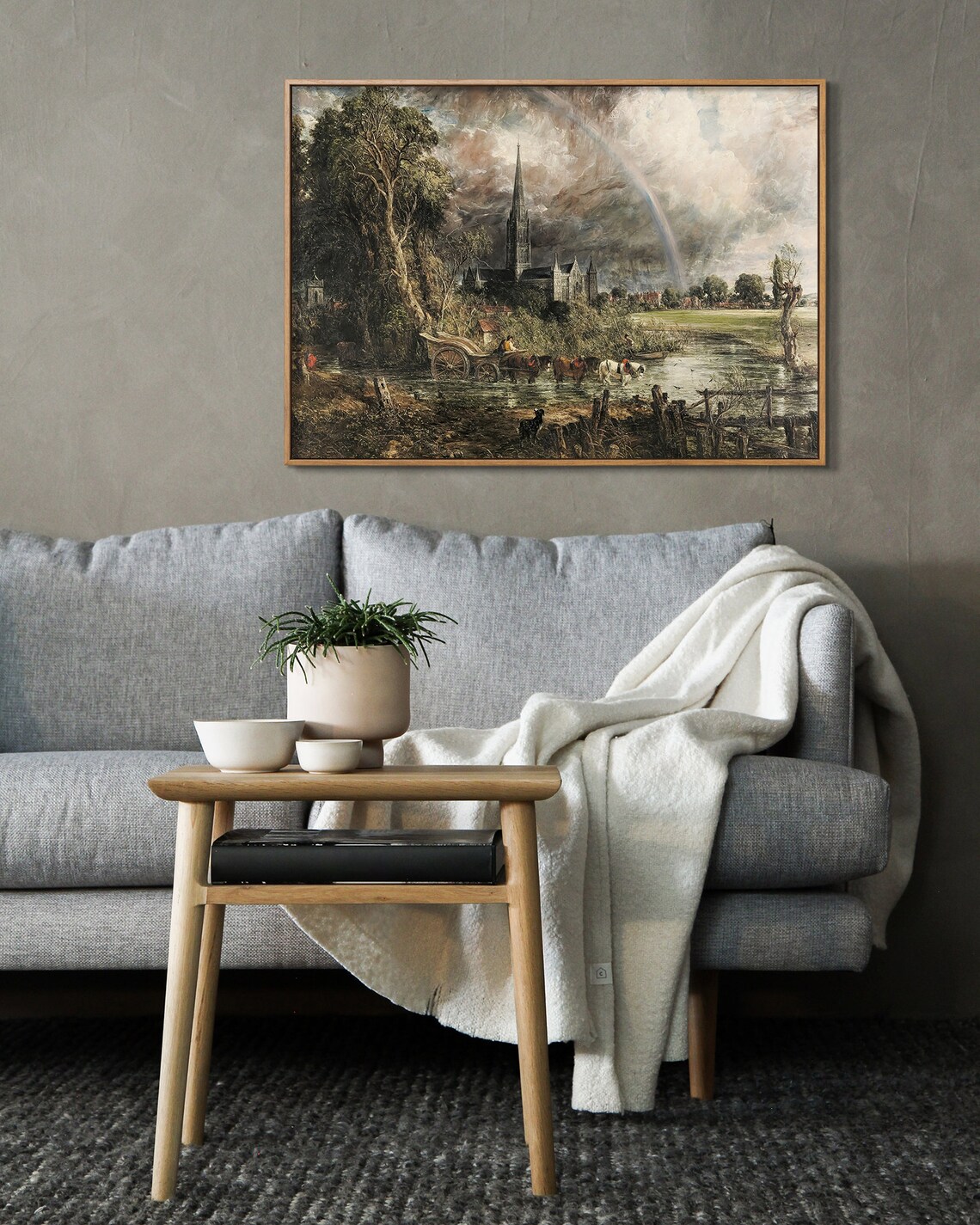 Vintage Cathedral Landscape Oil Painting Art Print - Image 3