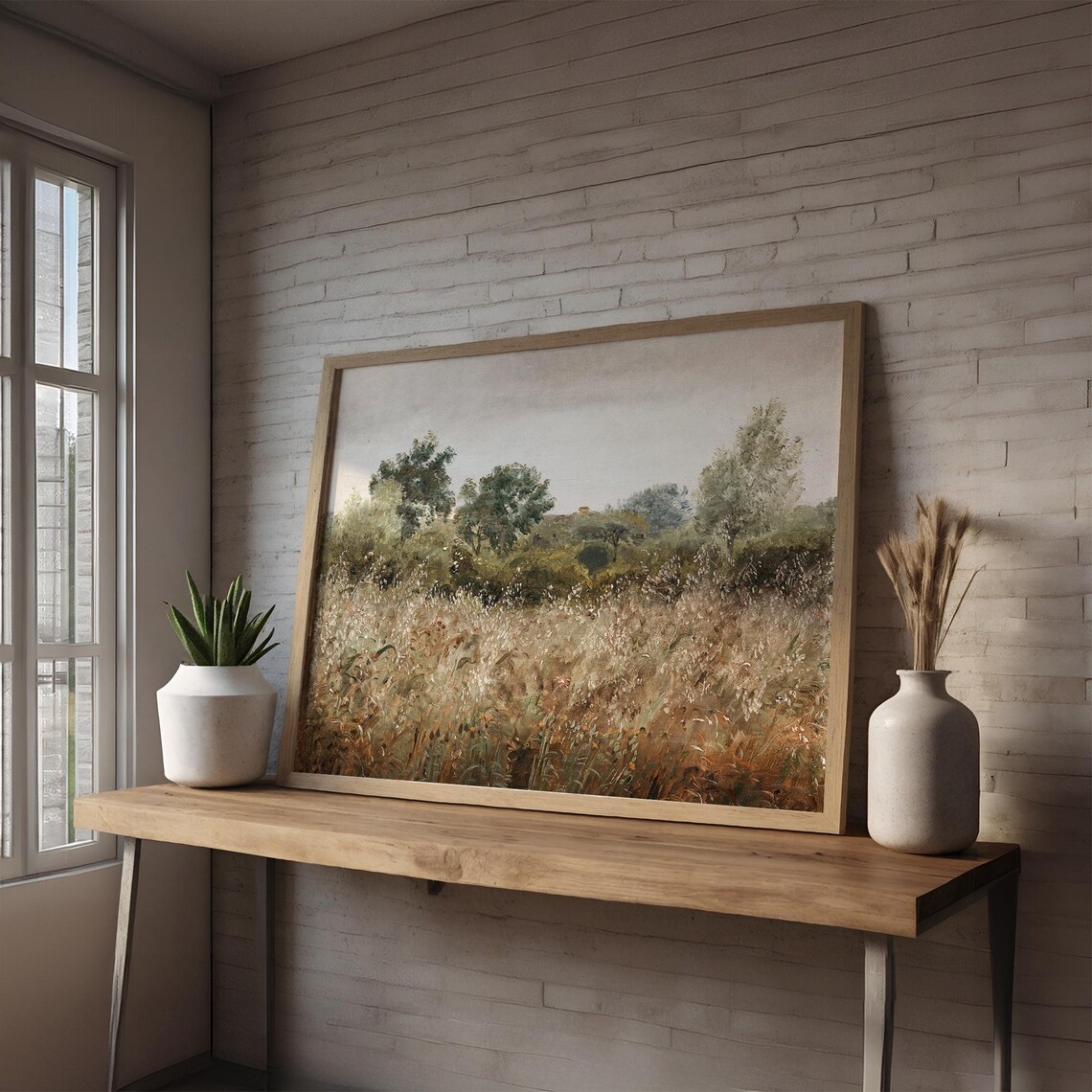 Vintage Wildflower Field Landscape Art Print - Image 4