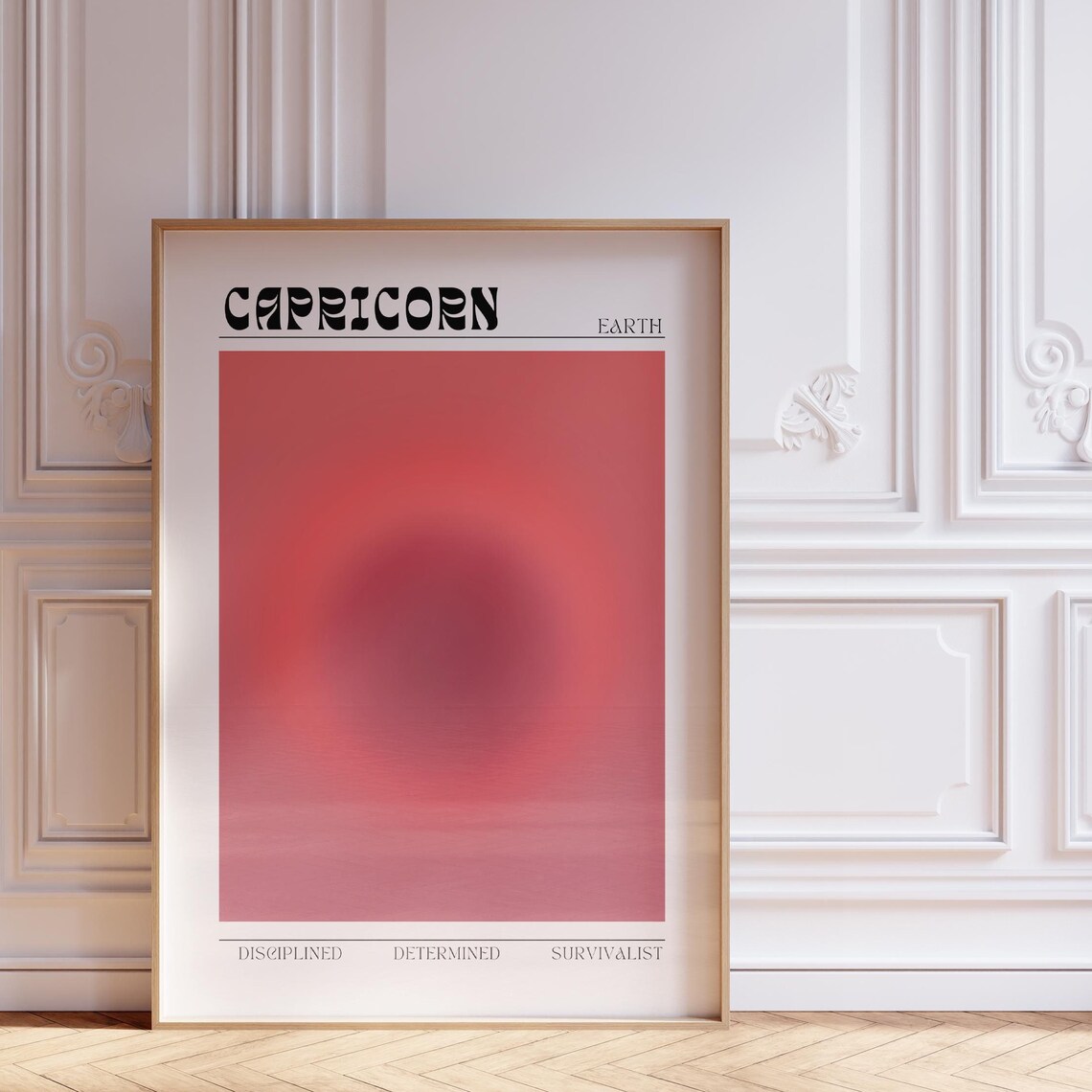 Capricorn Zodiac Sign Aura Red Gradient Aesthetic Astrology Poster