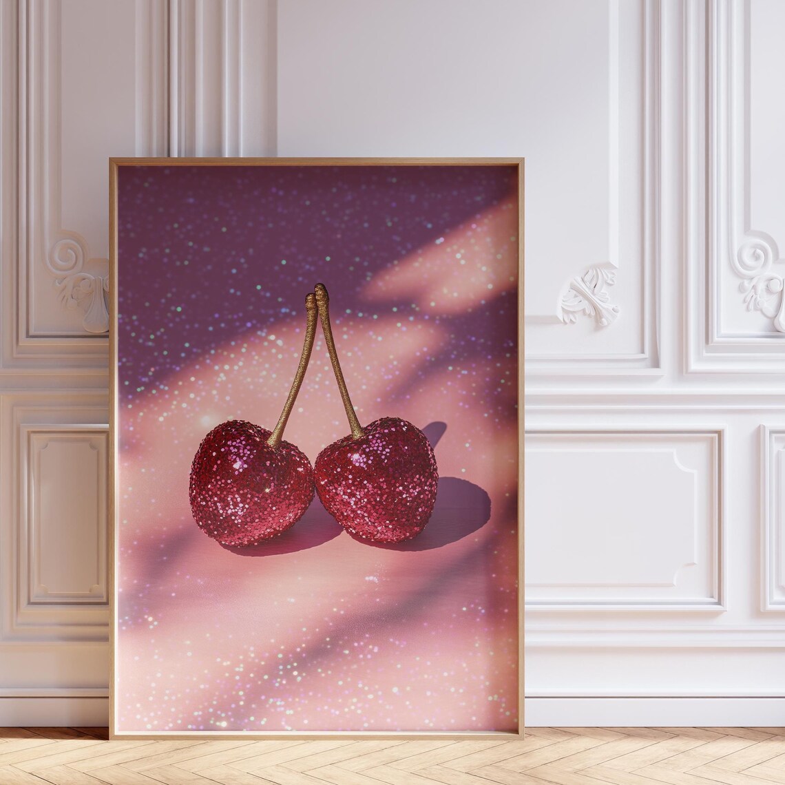 Funky Cherry Poster Disco Ball Kitchen Print For Aesthetic Room Decor Dopamine Decor For Kitchen Disco Coquette Room Decor Pink Wall Art