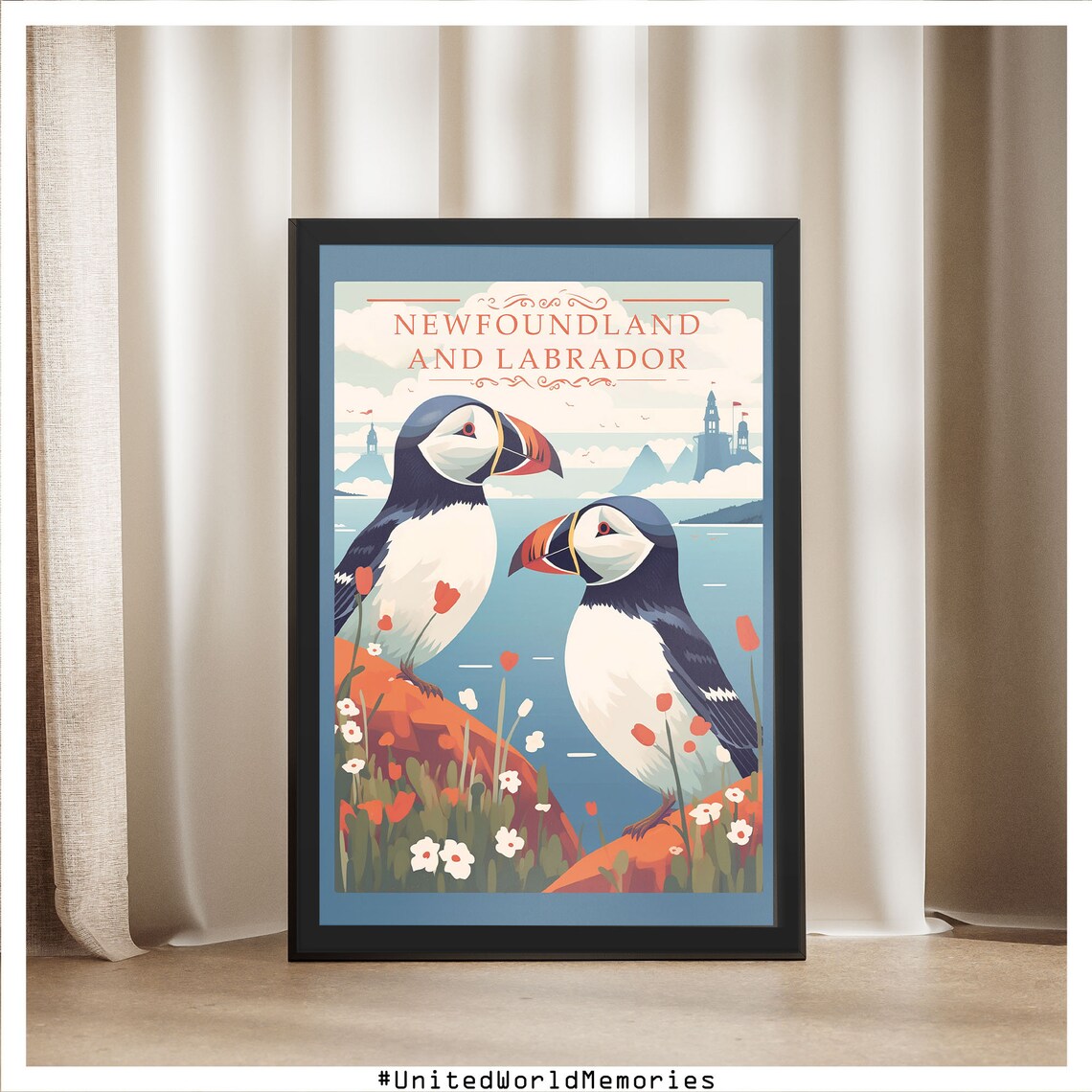 Newfoundland And Labrador Puffins Travel Poster Art Print - Image 5