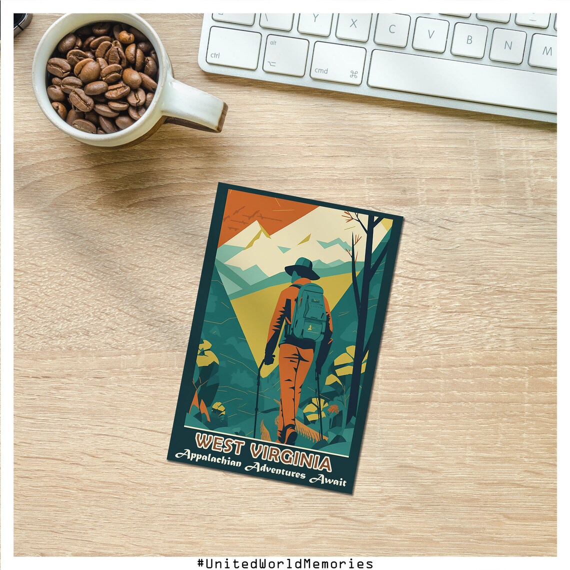 West Virginia Appalachian Trail Hiker Retro Adventure Travel Poster - Image 3