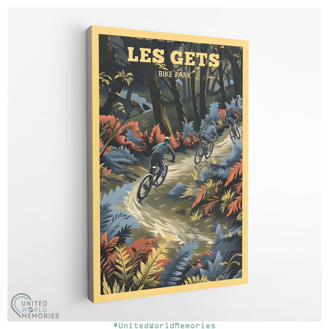 Les Gets Bike Park Forest Trail Mountain Bikers Autumn Sports Poster - Image 3