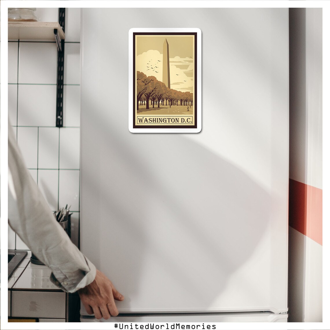Washington DC Monument Tree Lined Mall Sepia Vintage Travel Poster - Image 4