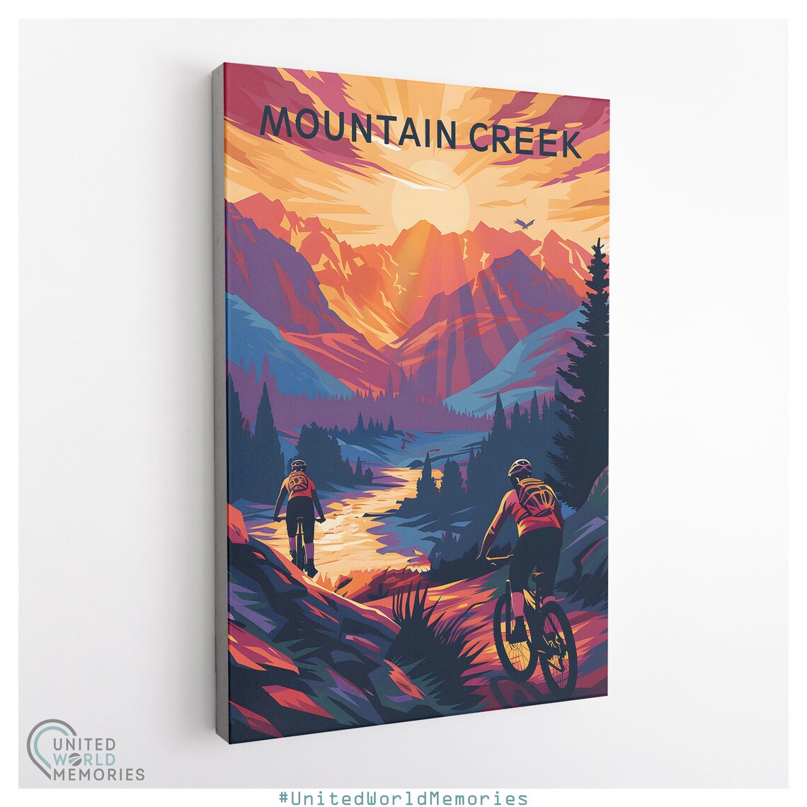 Mountain Creek Golden Sunset Mountain Bike Trail Riders Poster - Image 3