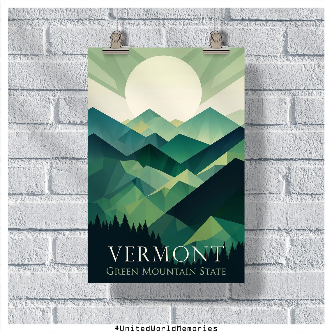 Vermont Vintage Travel Poster, Green Mountain State