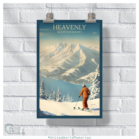 Heavenly Mountain Resort Skier Powder Slope Winter Vista Poster