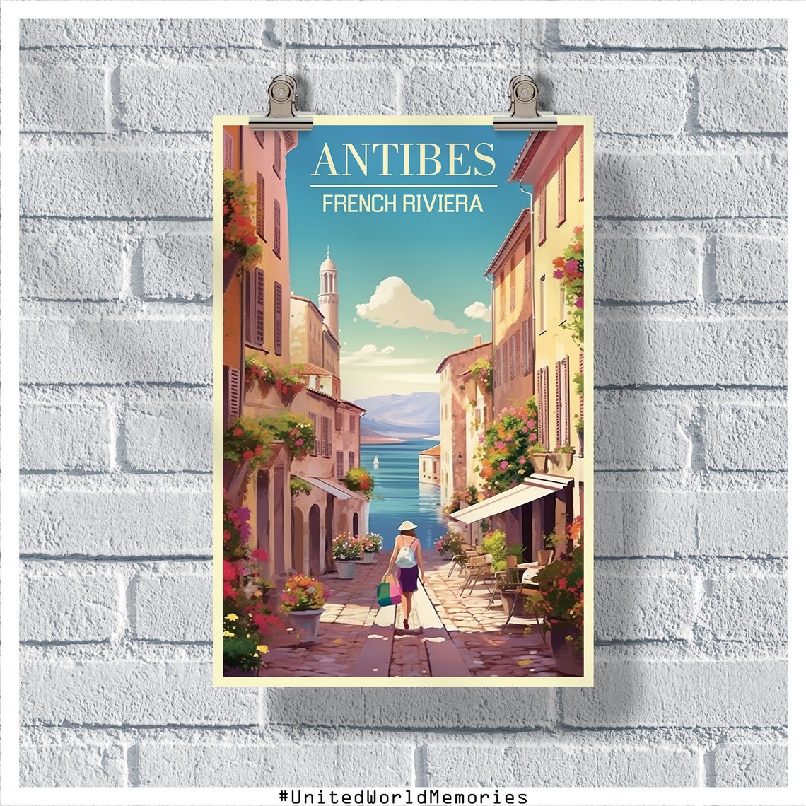 French Riviera Travel Poster Antibes Poster France Poster French Riviera Wall Art French Riviera Gift Antibes Print Antibes France Art