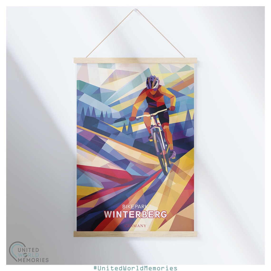 Bikepark Winterberg Germany Geometric Low Poly Downhill Rider Poster - Image 5