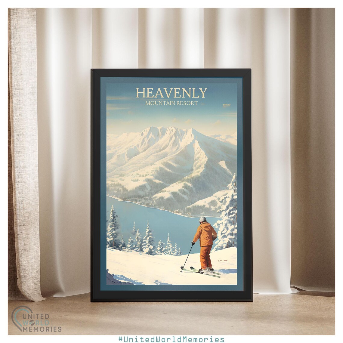 Heavenly Mountain Resort Skier Powder Slope Winter Vista Poster - Image 4