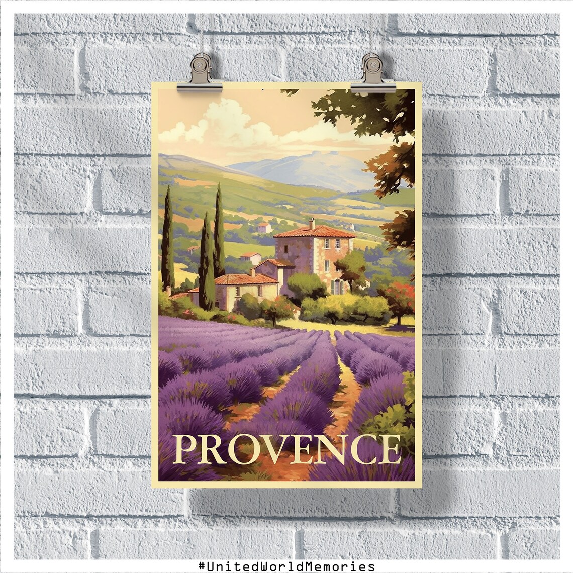 Provence Lavender Field Farmhouse Cypress Retro Countryside Poster