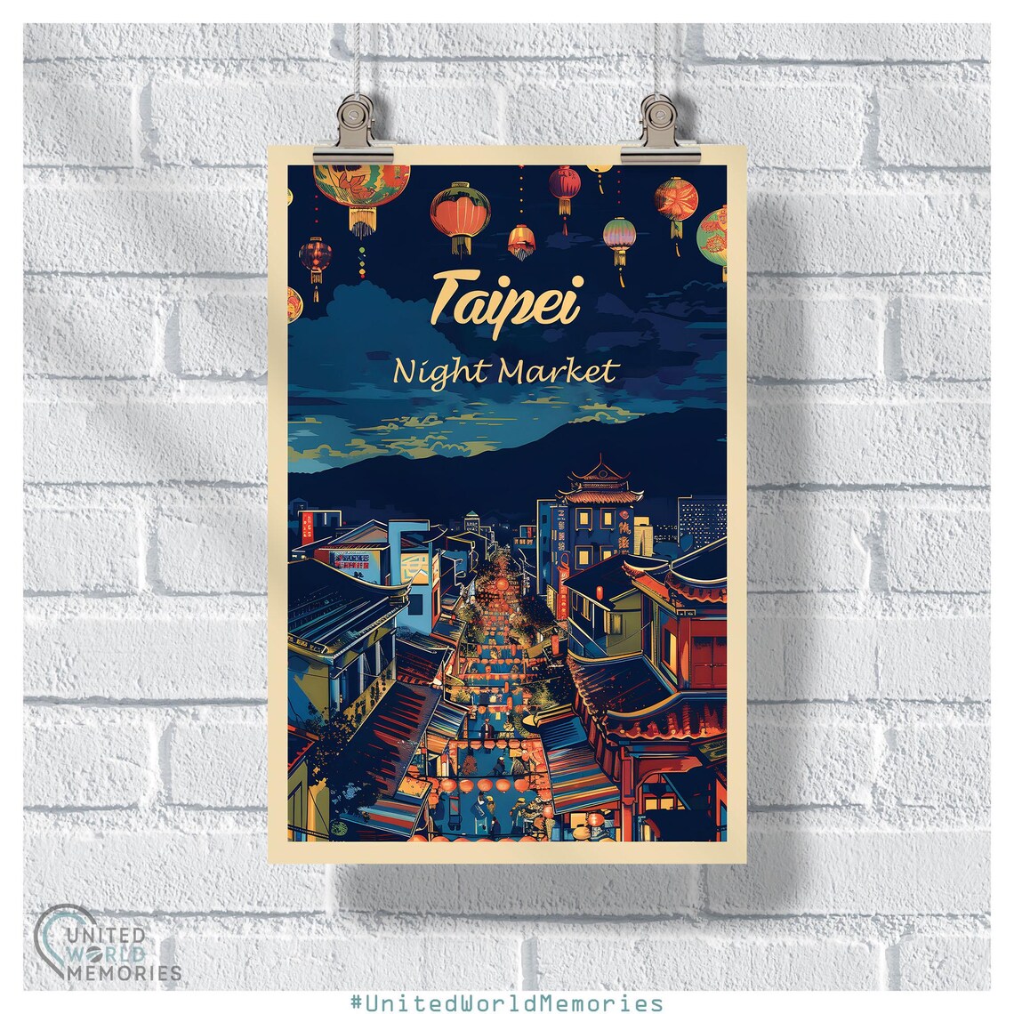 Taipei Night Market Travel Poster, Taiwan