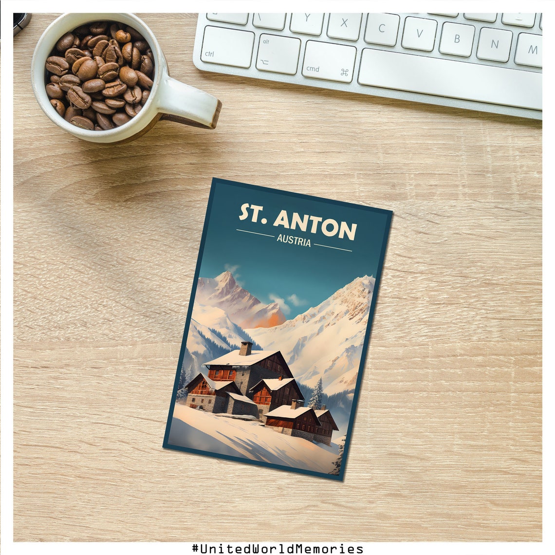 St Anton Austria Alpine Chalet Snowy Mountain Village Poster - Image 4