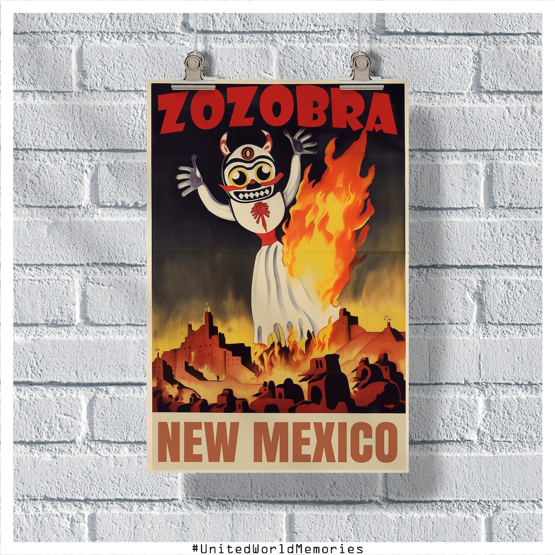 New Mexico Travel Poster, Zozobra Vintage Art Print
