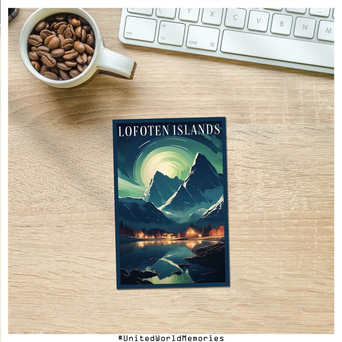 Lofoten Islands Norway Northern Lights Winter Mountains Poster - Image 4