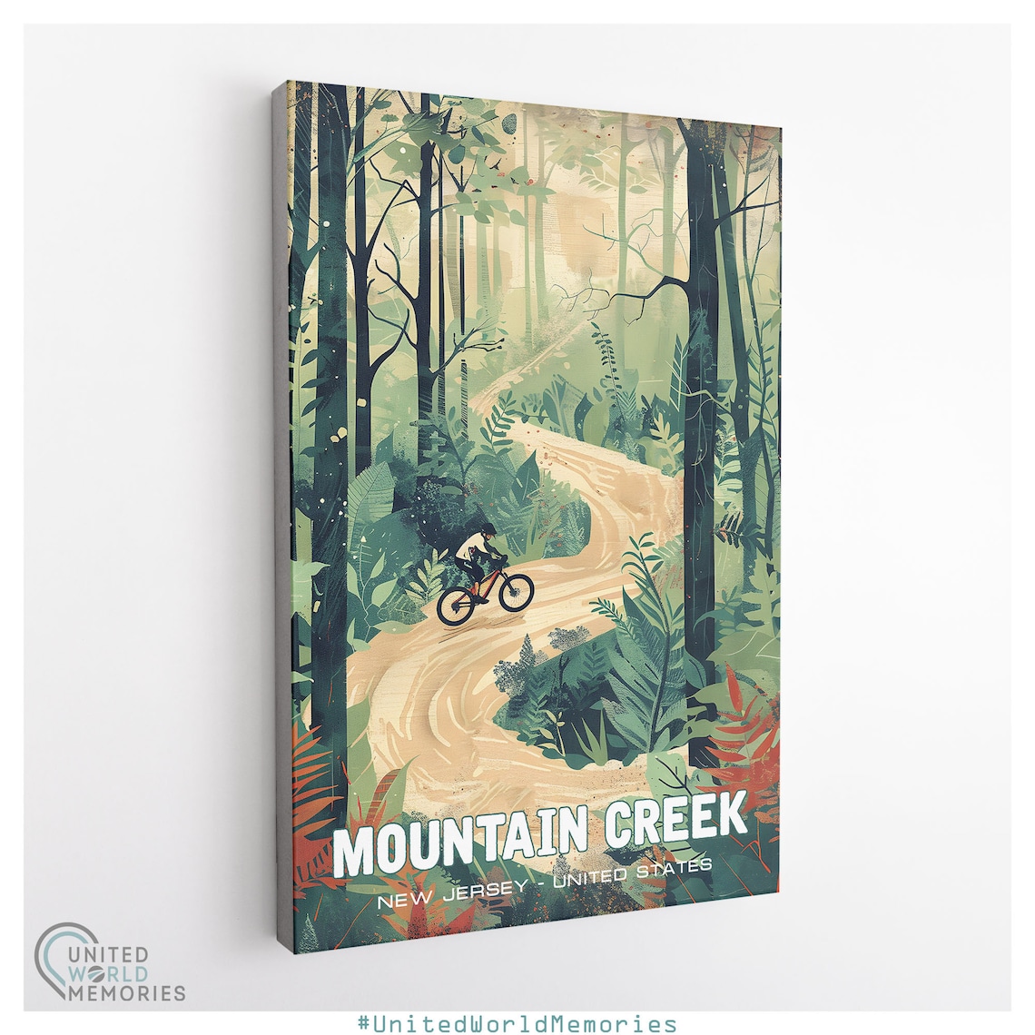 Mountain Creek New Jersey Forest Trail Mountain Bike Art Poster - Image 3