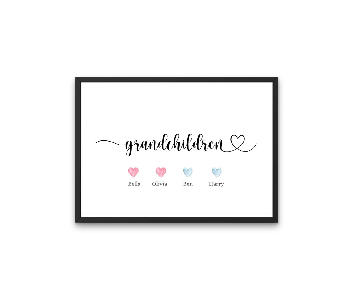 Grandchildren Hearts Names Personalised Grandma Keepsake Poster - Image 5