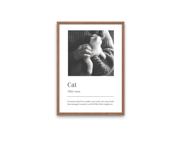 Cat Definition Mia Funny Personalised Pet Lovers Photo Print