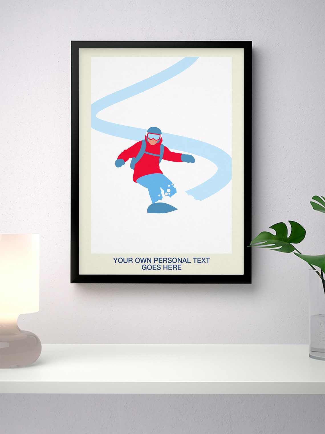Personalised Snowboarder Poster Custom Name Minimalist Winter Art - Image 3