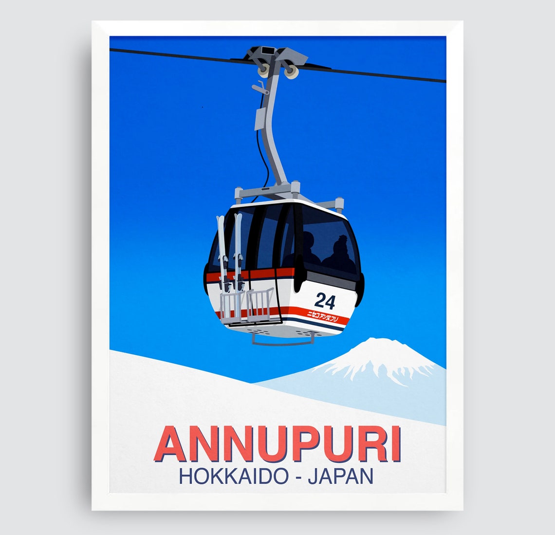 Annupuri Hokkaido Japan Gondola Mt Yotei Vintage Ski Resort Poster - Image 3
