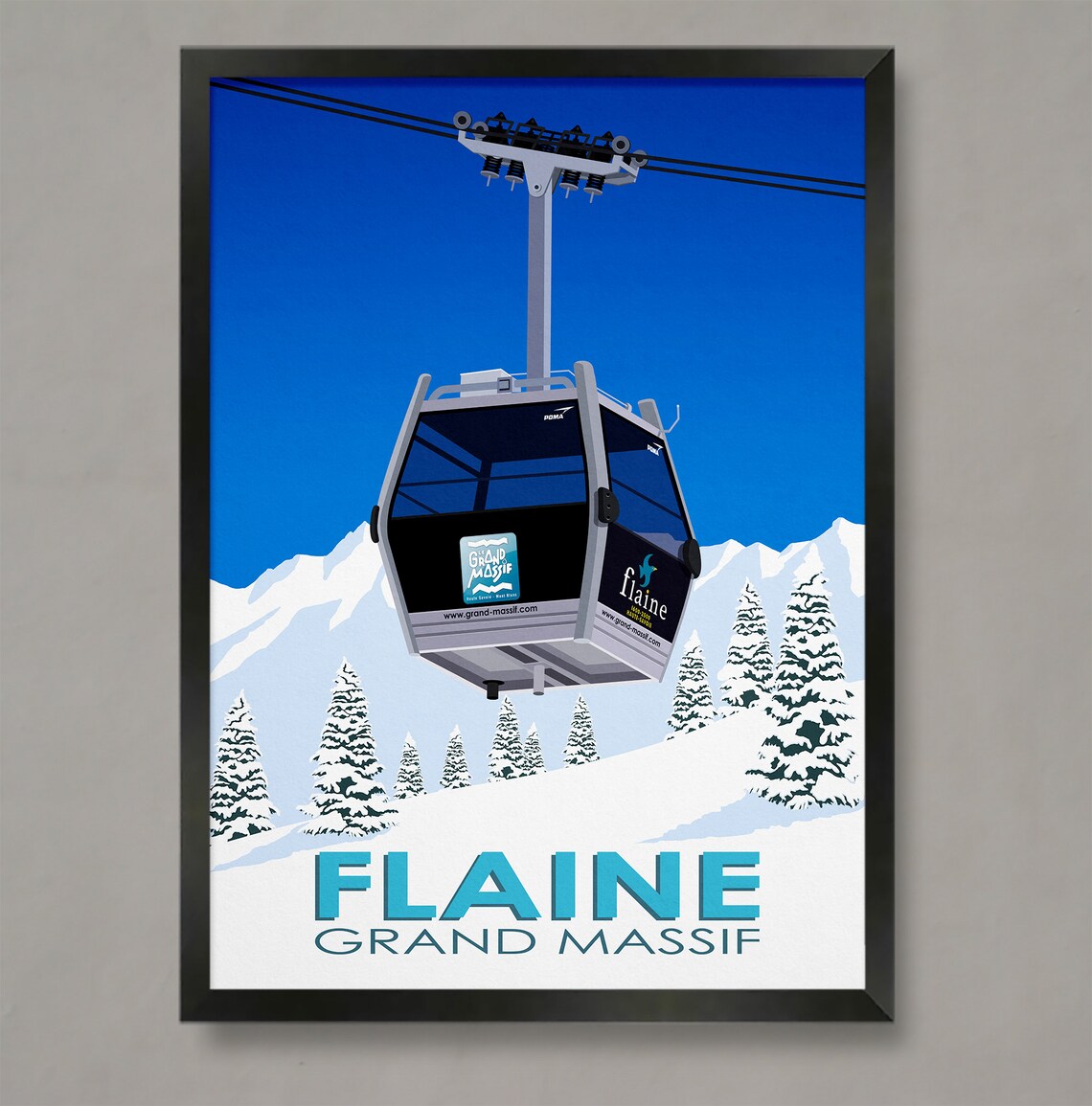 Flaine Ski Resort Travel Poster, Ski Resort Print