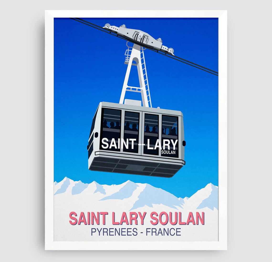 Saint Lary Soulan Pyrenees France Cable Car Mountain View Ski Poster - Image 3