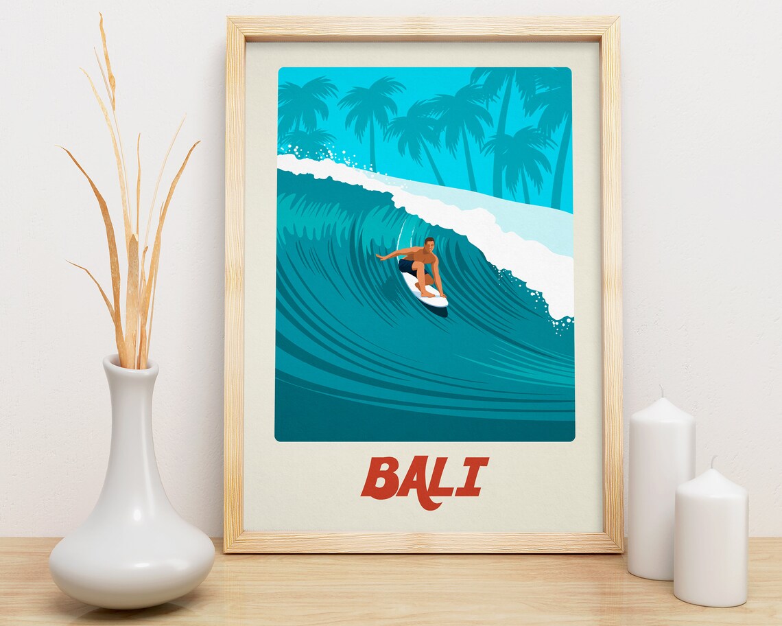 Bali Surf Vintage Travel Poster, Retro Surfing - Image 4