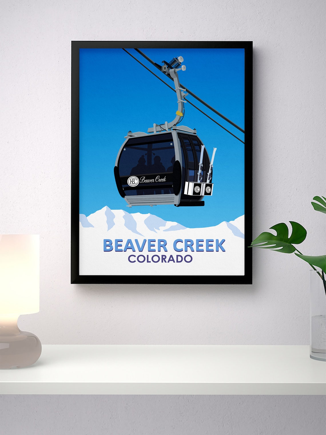 Beaver Creek Colorado Black Gondola Cable Car Ski Resort Travel Poster - Image 4