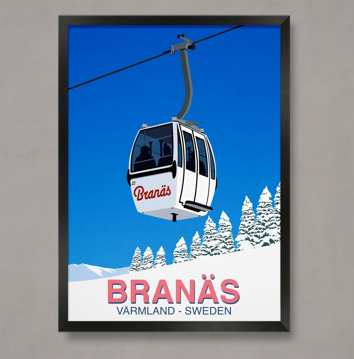 Branas Ski Resort Travel Poster, Ski Print