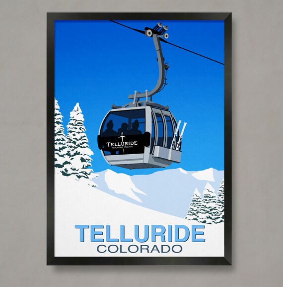 Telluride Ski Resort Travel Poster, Ski Resort Art