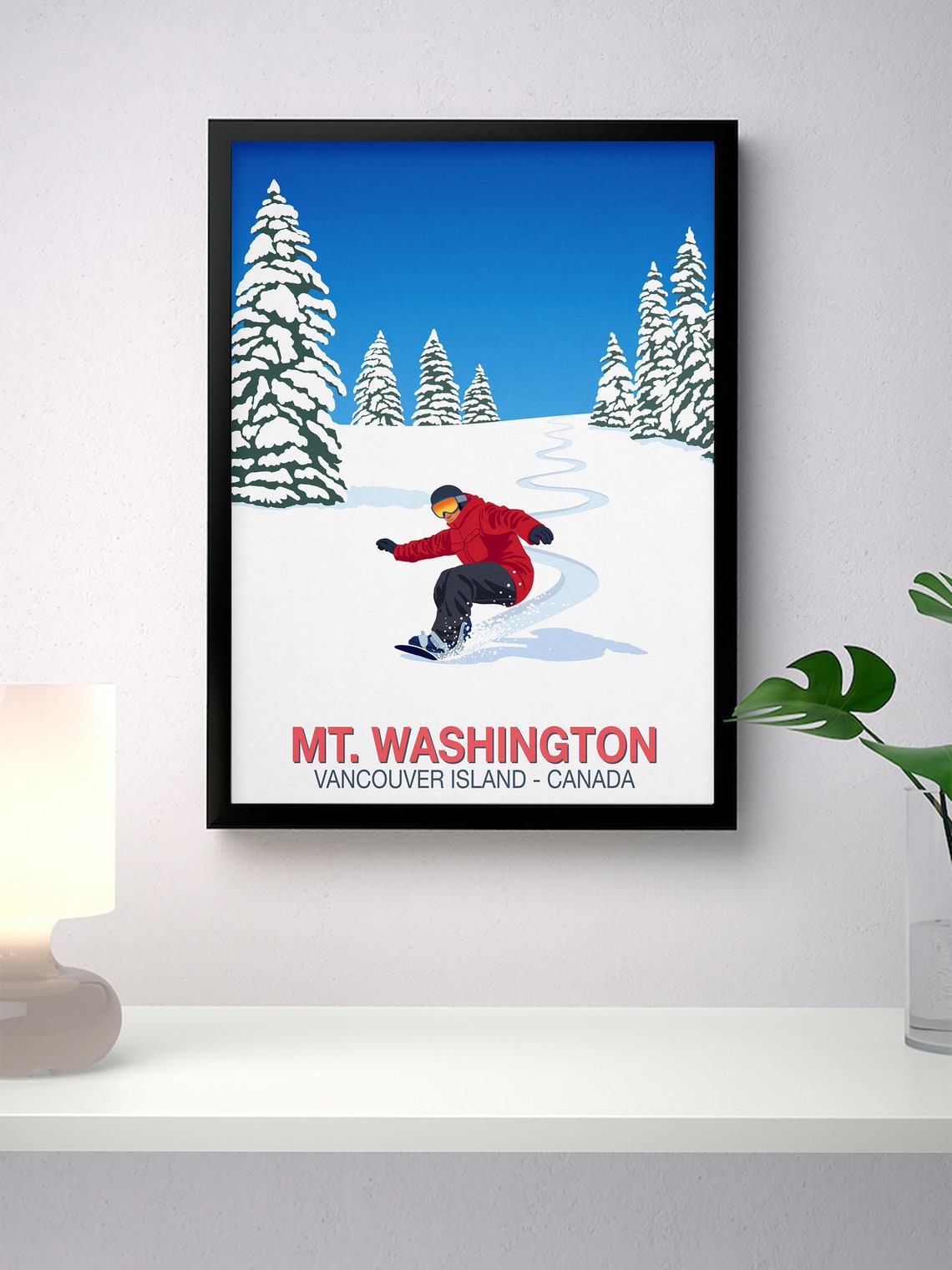 Mt Washington Vancouver Island Canada Snowboarder Pines Ski Poster - Image 2