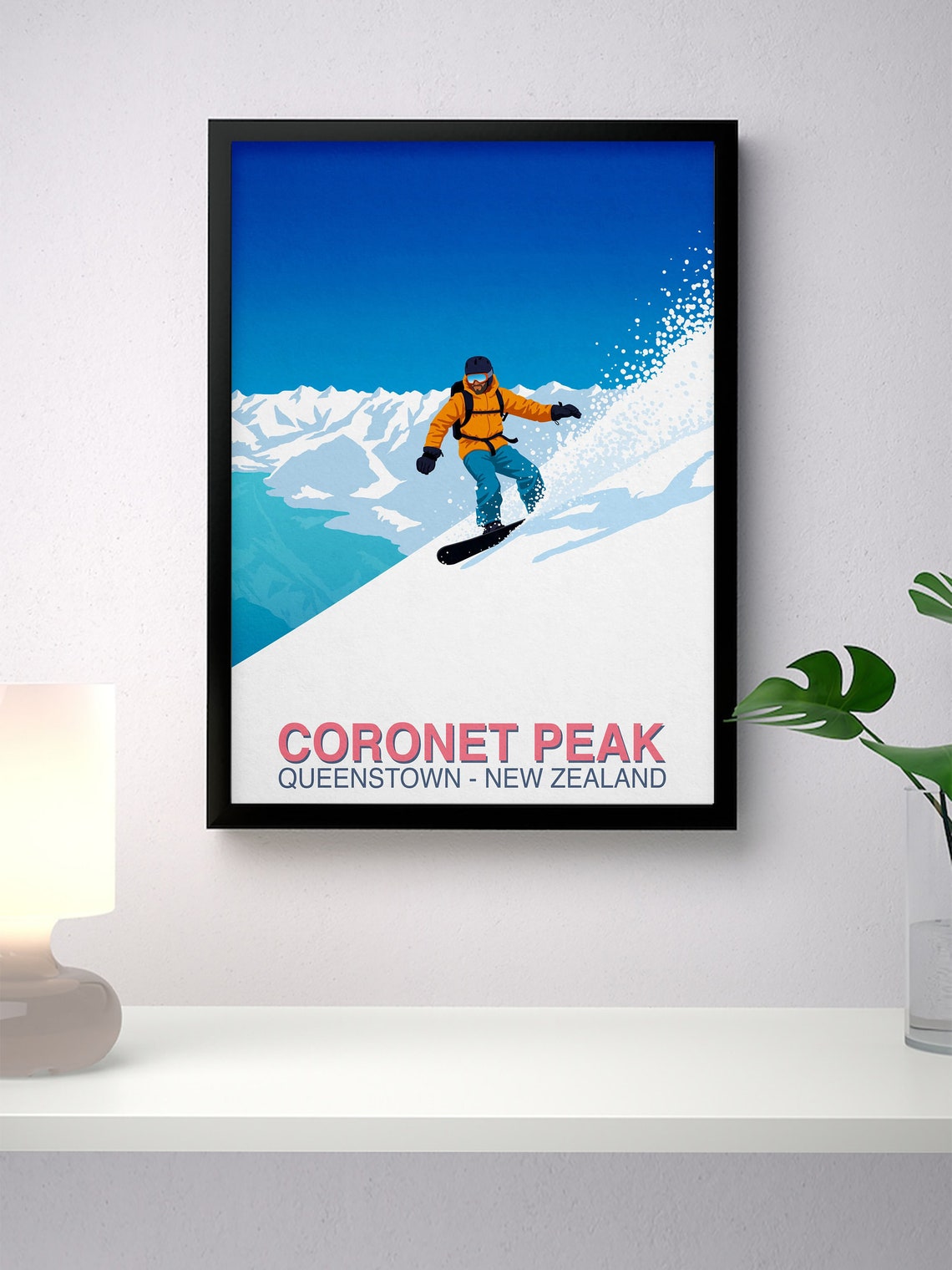 Coronet Peak Queenstown New Zealand Snowboarder Powder Air Ski Poster - Image 2
