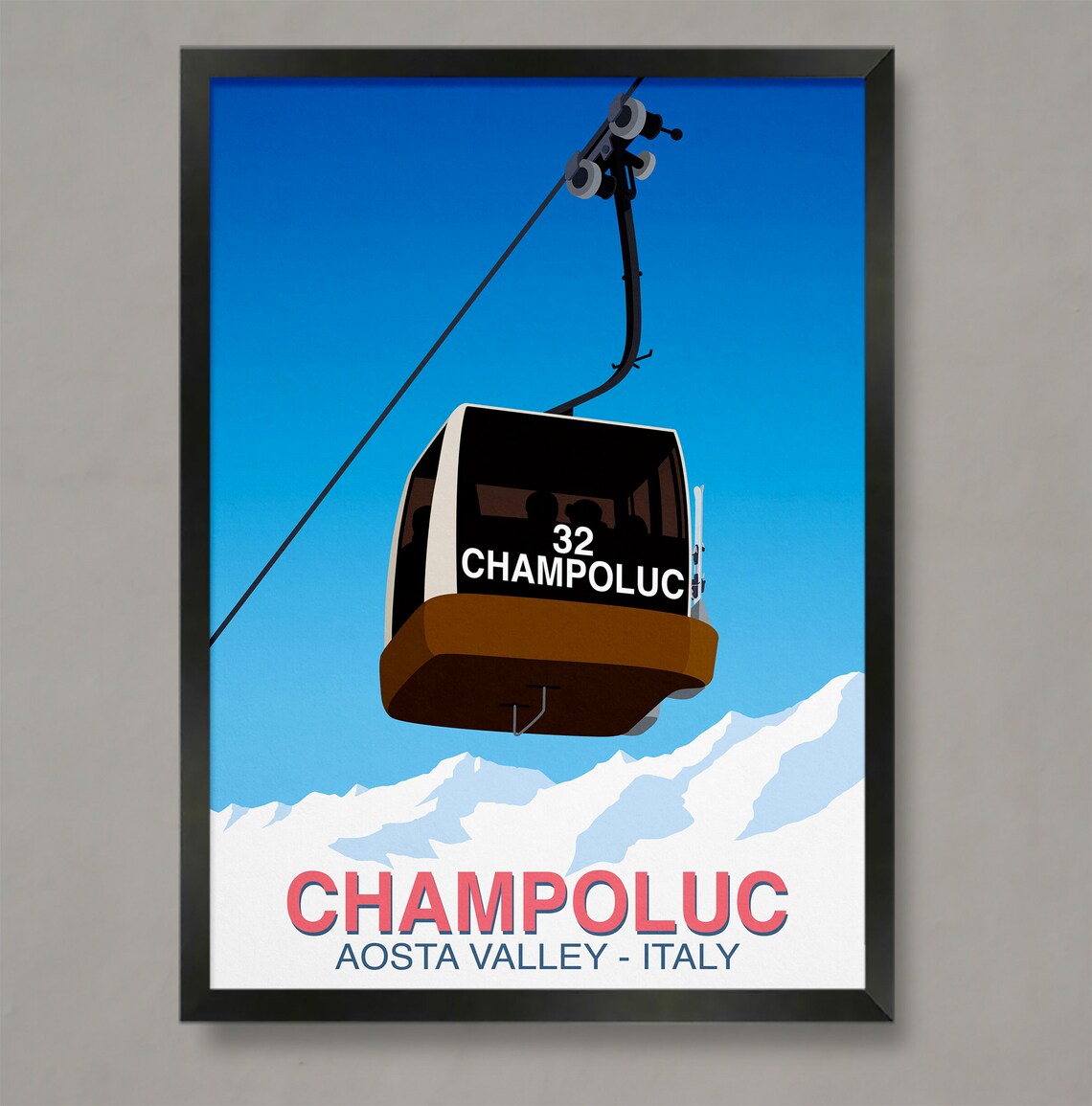 Champoluc Ski Resort Poster, Winter Travel Print