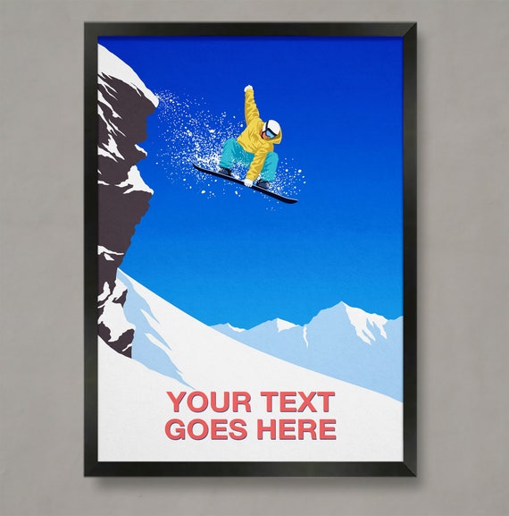 Snowboarder Cliff Jump Personalised Ski Gift Custom Ski Art Snowboarder Art Poster Personalised Snowboard Poster Personal Snowboarder Gift