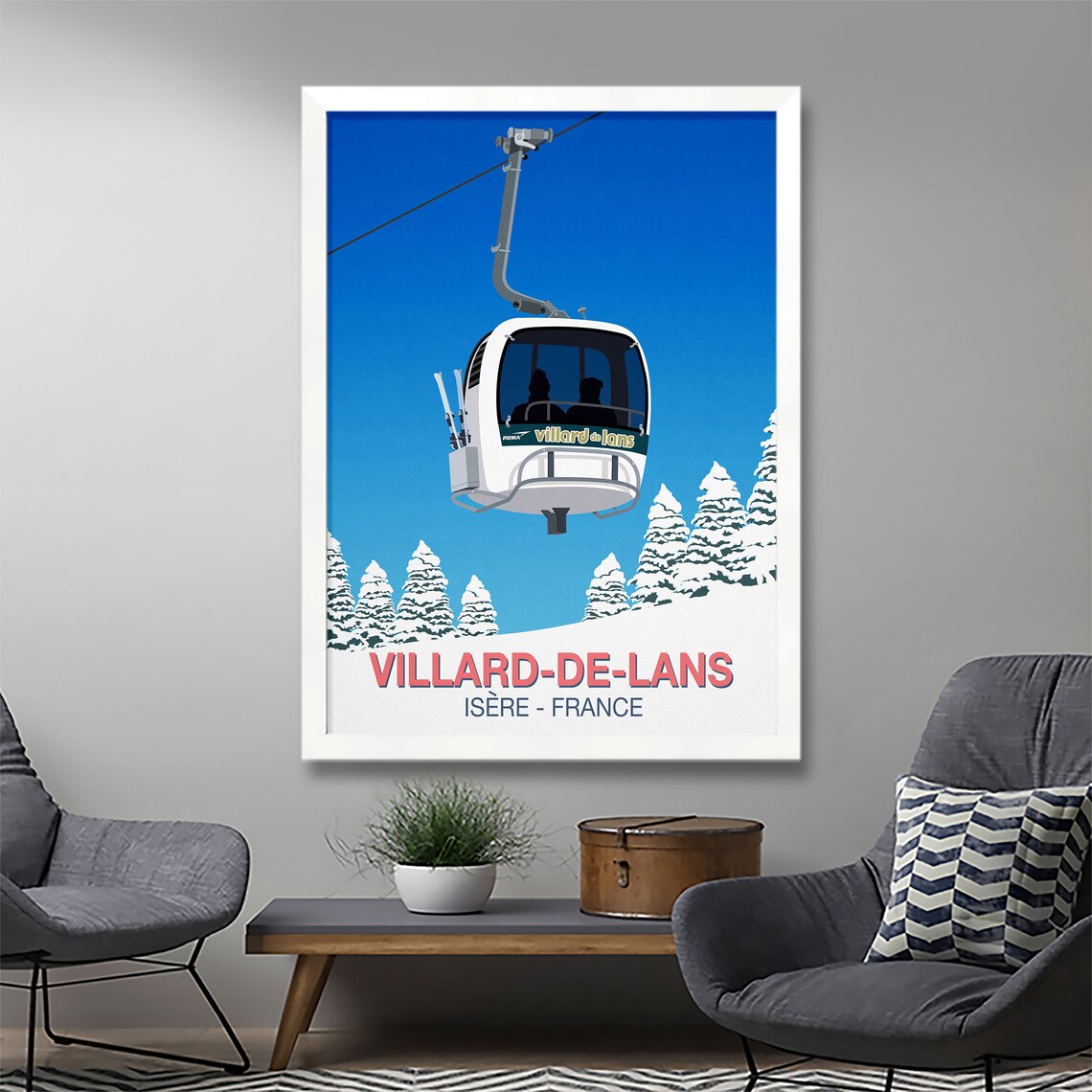 Villard De Lans Isere France White Gondola Snowy Pines Winter Ski Poster - Image 3