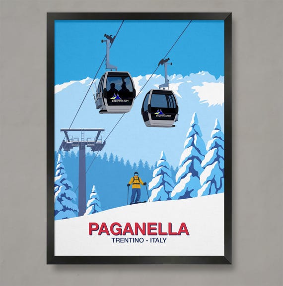 Paganella Ski Poster Ski Resort Poster Ski Print Ski Gifts Ski Poster Paganella Ski Resort Paganella Paganella Ski Print