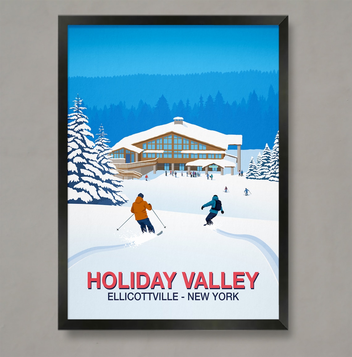 Holiday Valley Ski Resort Travel Poster, Ski Print