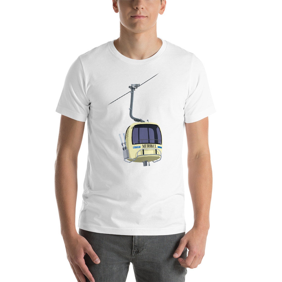 Meribel Montaget Gondola Vintage Graphic Tee Short Sleeve Art Print - Image 4