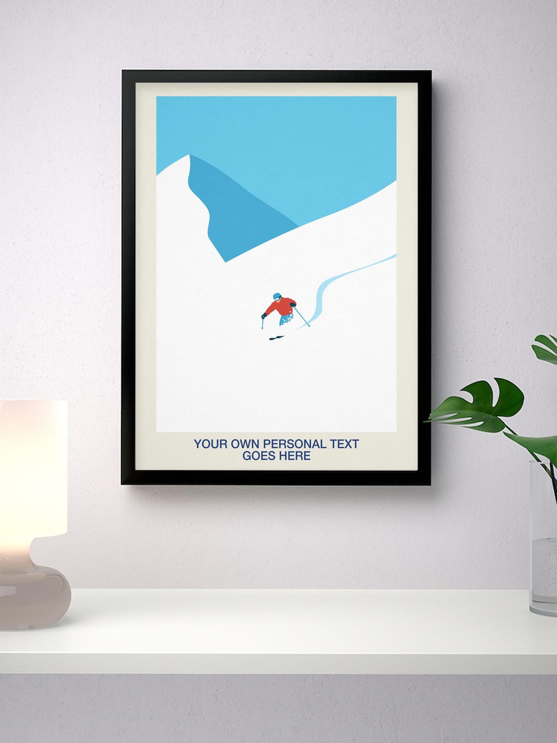 Customisable Personalised Powder Skier Skiing Gift Art Poster - Image 3
