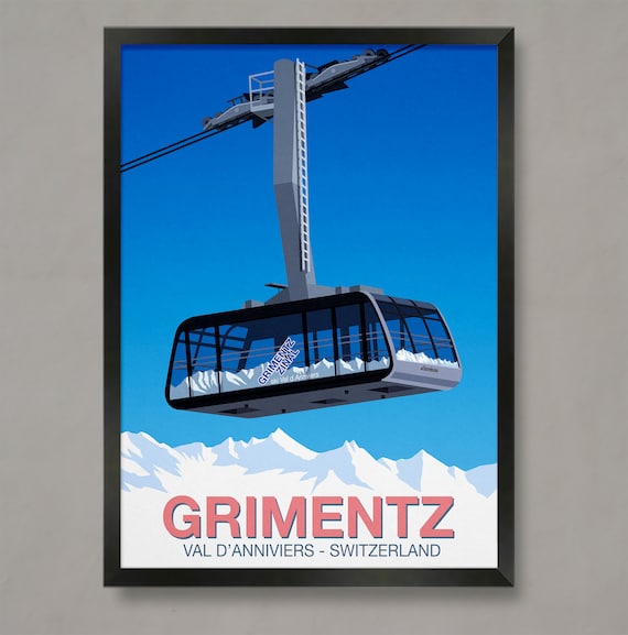 Grimentz Ski Resort Poster, Ski Travel Poster