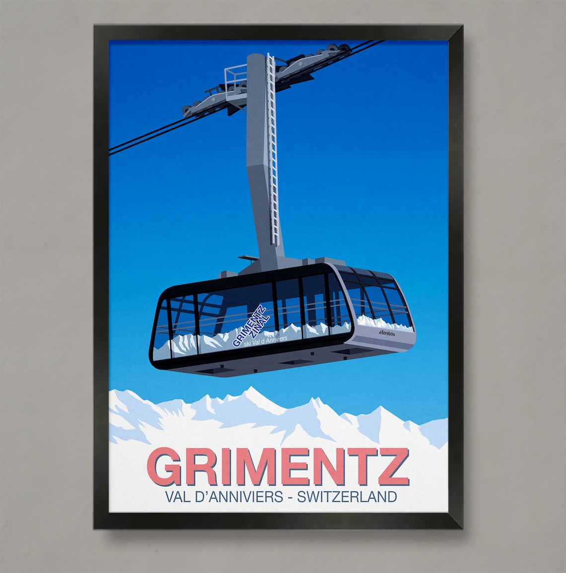 Grimentz Ski Resort Poster, Ski Travel Poster