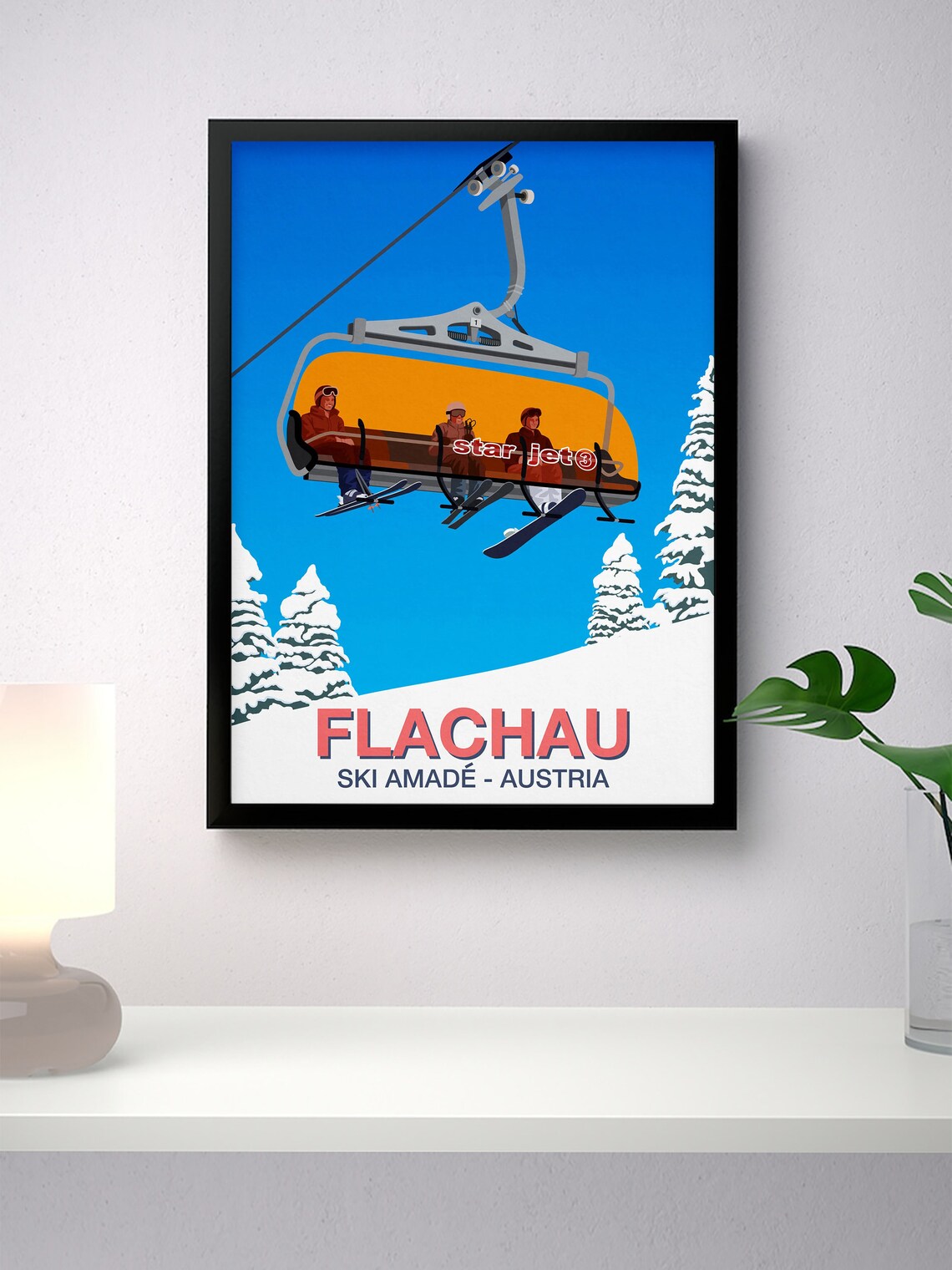 Flachau Ski Resort Travel Poster, Ski Print - Image 4